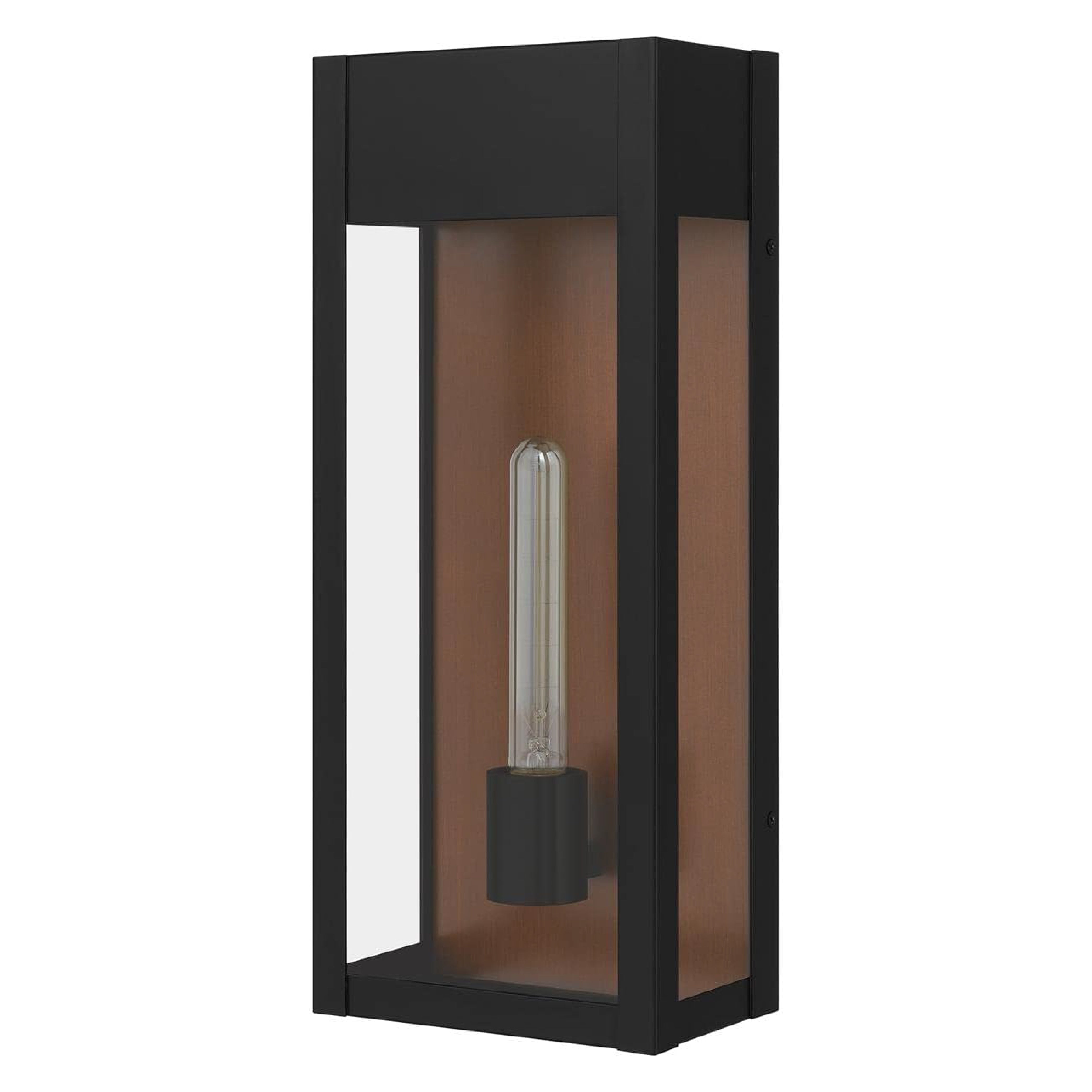 1-Light rectangular sconces lights black and clear wall light aluminium and glass mount light