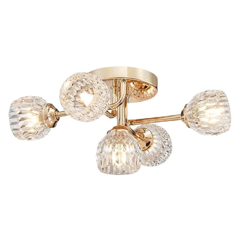 5-lights light fixture shinny gold ceiling light Crystal flush mount light