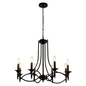 8-Light farmhouse light fixture black industrial pendant light candle kitchen light