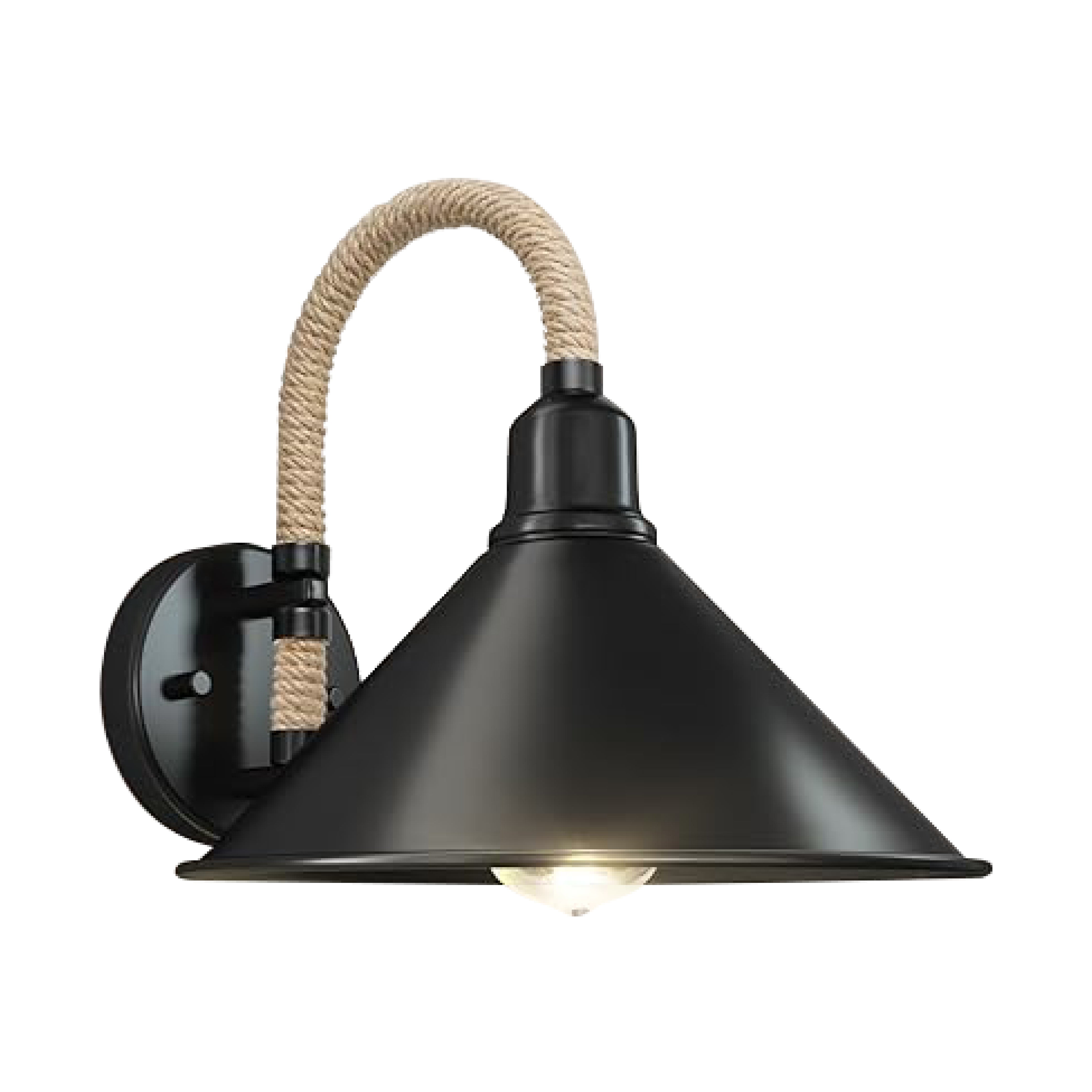 E26 Bulb industrial wall sconce lighting black wall mount light steel hemp rope kitchen light