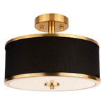 3-light ceiling lighting gold and black bedroom lights glass, metal, fabric light fixture