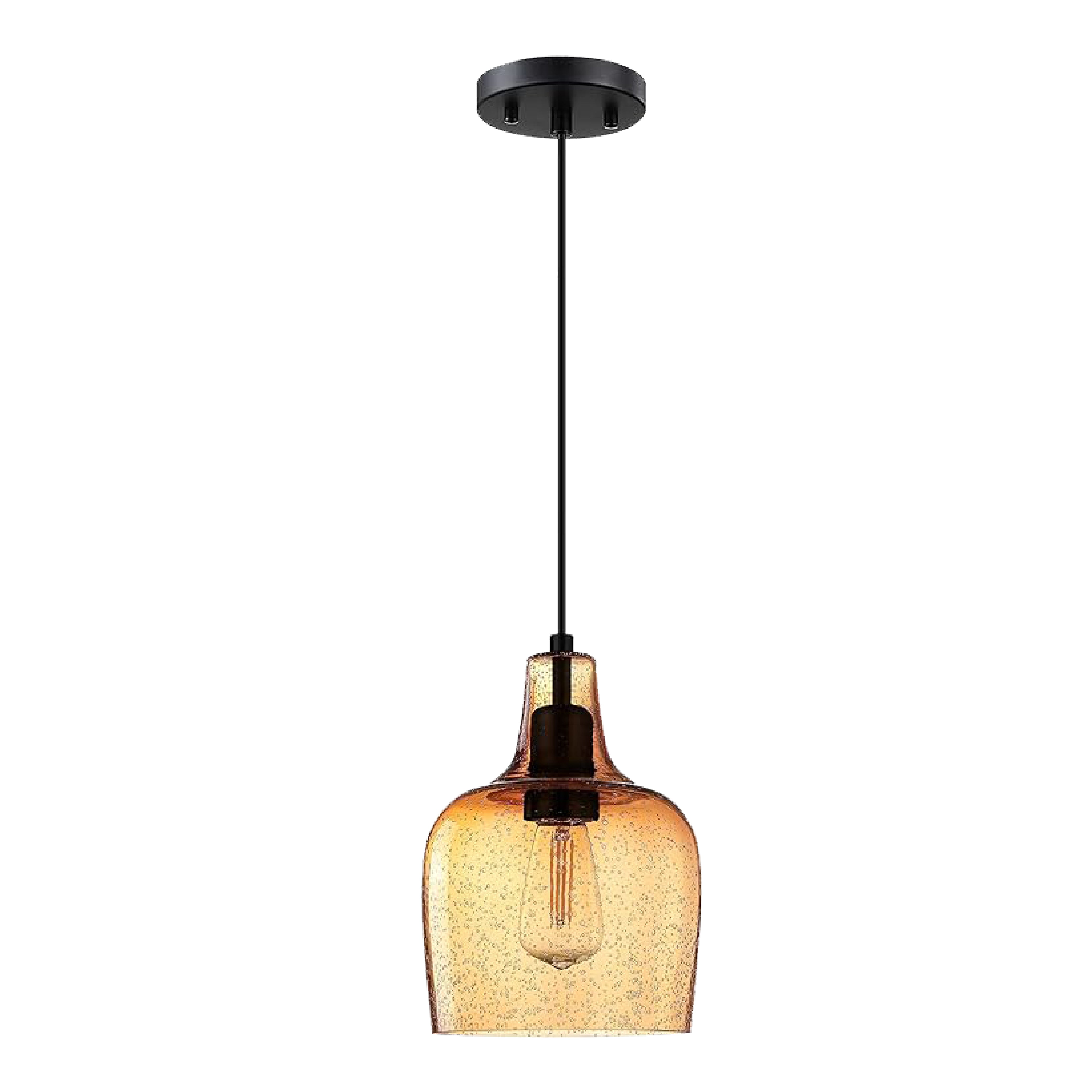 2 Pack kitchen light amber glass pendant light  Glass hanging light