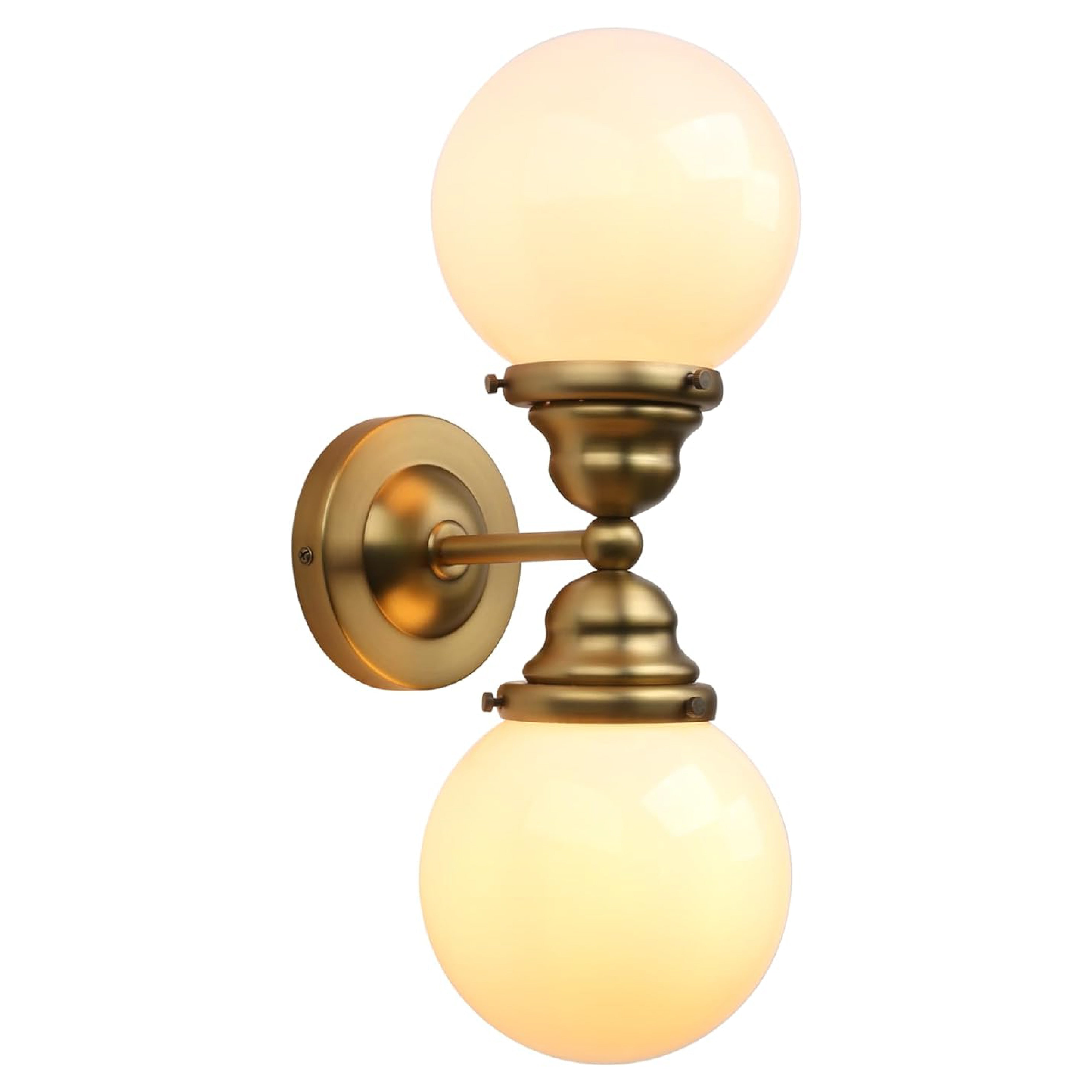 2 Lights industrial sconces light gold and cream wall lighting brass and glass wall vanity light