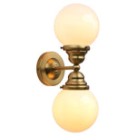 2 Lights industrial sconces light gold and cream wall lighting brass and glass wall vanity light