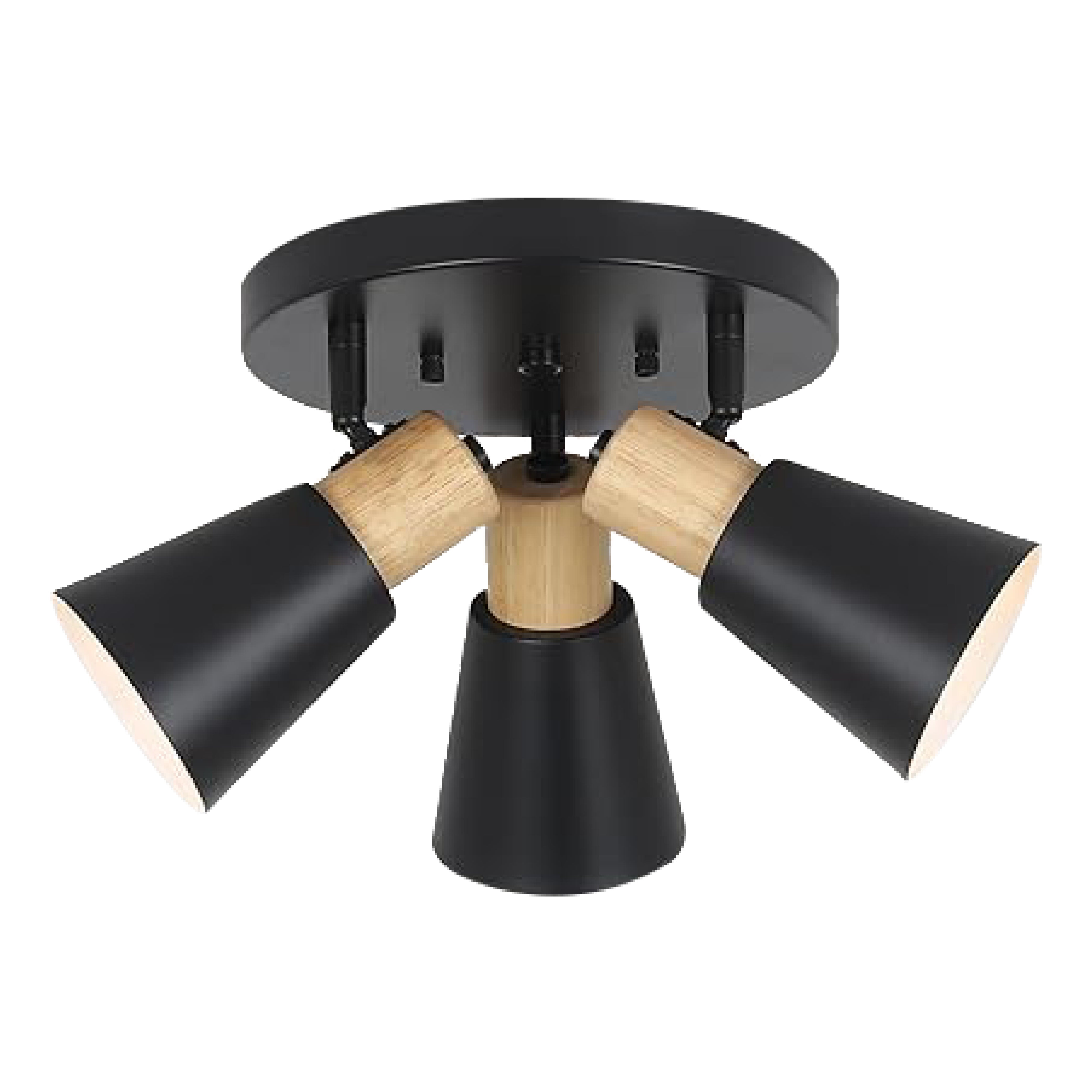 3-Lights vintage fixtures lamp black and natural ceiling light steel and wood kitchen light