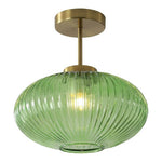 Contemporary hallway light fixtures green mount flush light glass, metal ceiling light