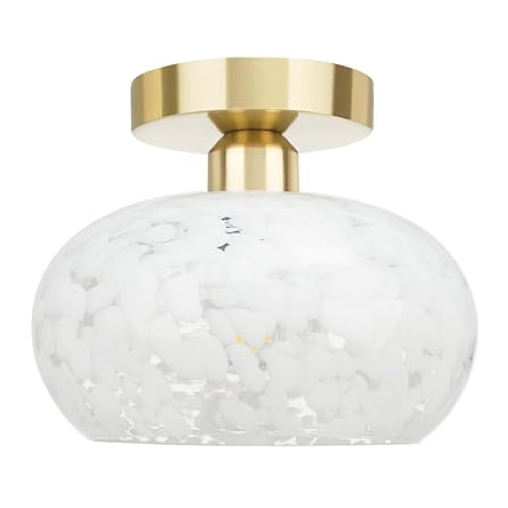 1-light farmhouse ceiling light gold and clear hallway lighting glass semi flush mount