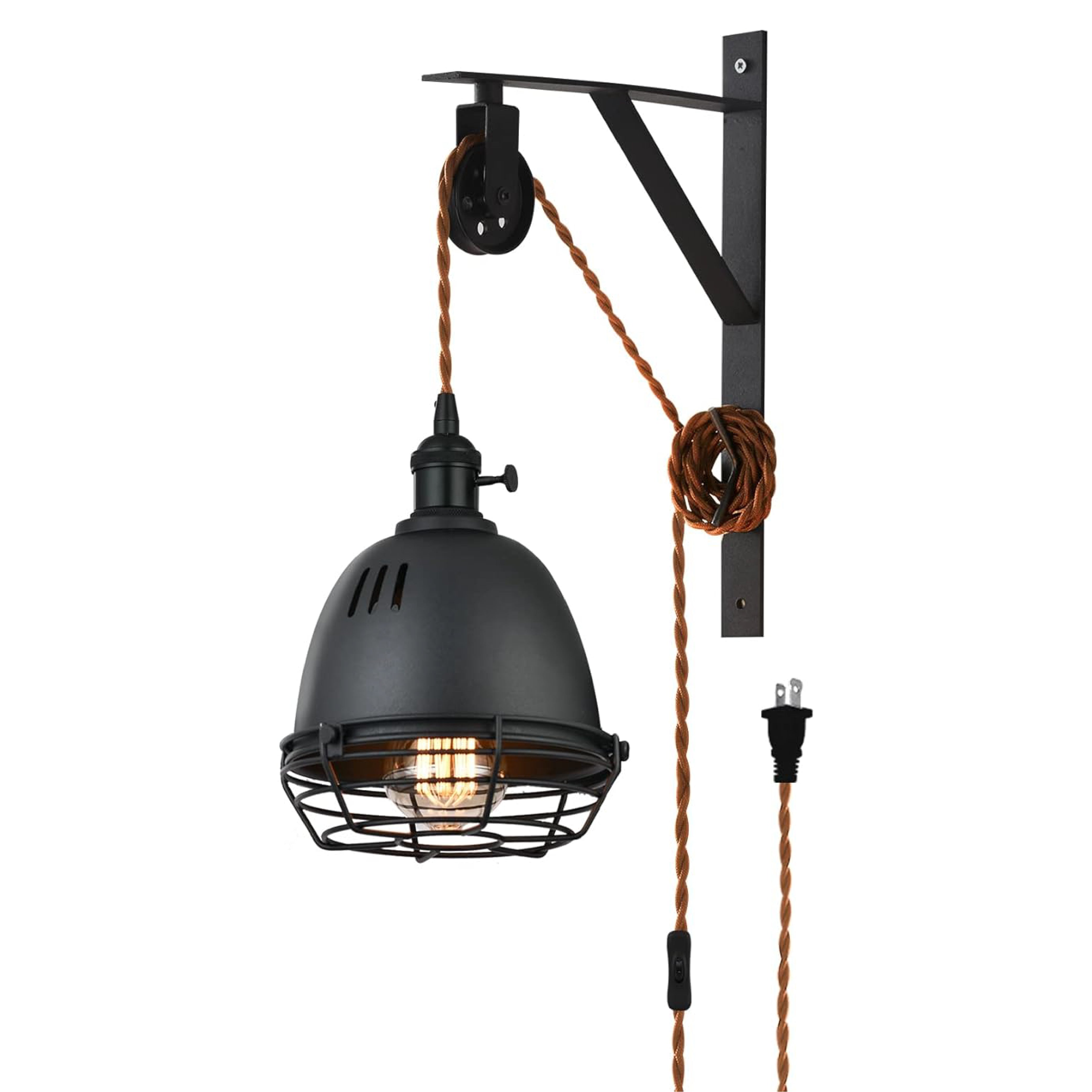 1- Bulbs industrial wall kitchen light black light fixture iron sconce wall light