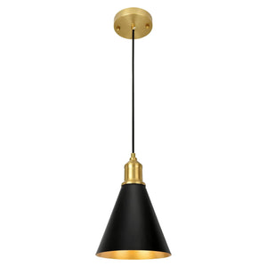 1-Light Industrial hanging light black and gold kitchen light brass and metal pendant light