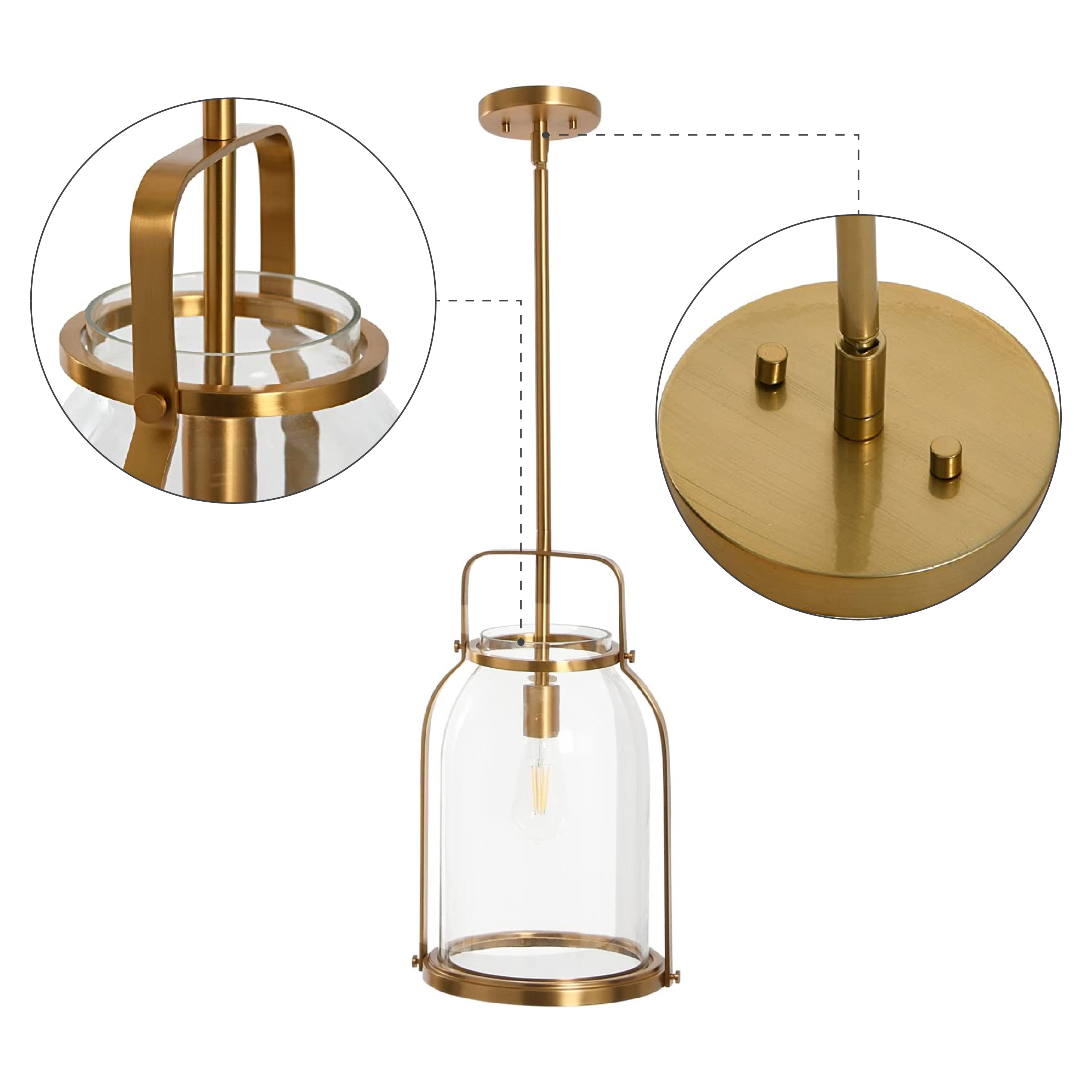 Brushed Gold pendant Light Metal Pendant Lights fixture Retro Dining Room Light