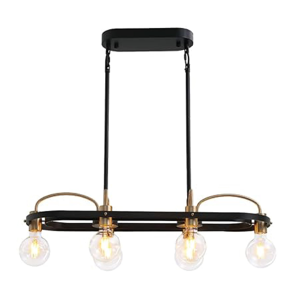 6 Lights Rectangular pendant lights Black and gold kitchen light islan