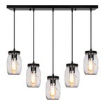 5-Light farmhouse lightning fixture black kitchen lighting glass and metal pendant lights