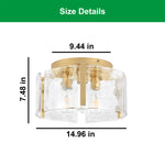3 Light flush mount ceiling light gold ceiling light fixture glass, metal hallway lighting