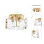 3 Light flush mount ceiling light gold ceiling light fixture glass, metal hallway lighting