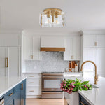 3 Light flush mount ceiling light gold ceiling light fixture glass, metal hallway lighting