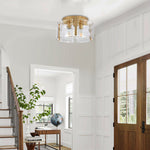 3 Light flush mount ceiling light gold ceiling light fixture glass, metal hallway lighting