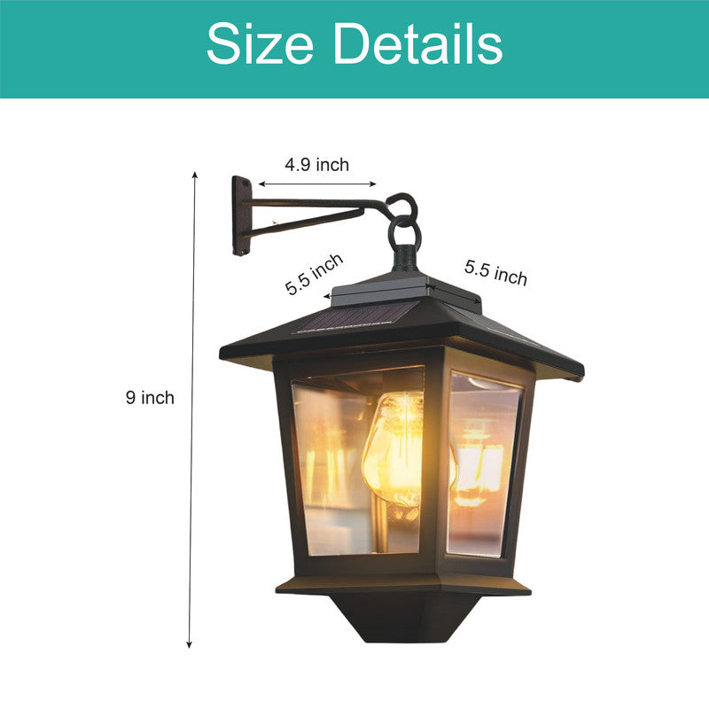 2 Pack solar lights black lantern lights acrylonitrile butadiene styrene wall light