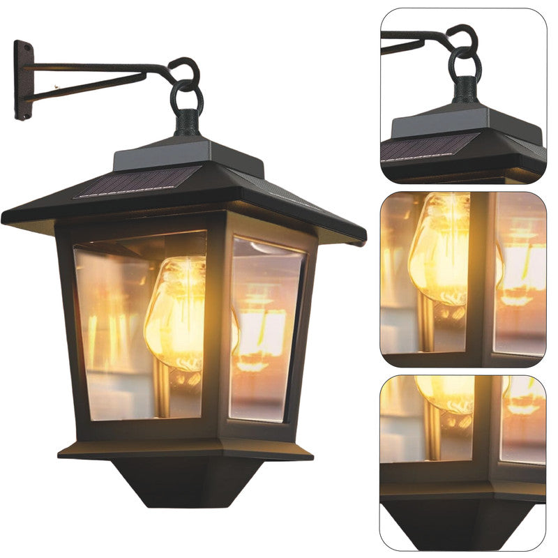 2 Pack solar lights black lantern lights acrylonitrile butadiene styrene wall light