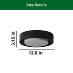 13 Inch flush light black ceiling lamp fixture glass, metal lights ceiling led