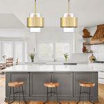 2 Pack light fixture black and gold kitchen lighting glass pendant light
