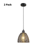 2 Pack hanging lights black battery powered metal pendant lights