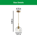 7.86” Hanging light gold pendant light glass  dining room light