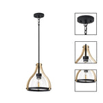 Farmhouse kitchen lighting oak pendant light glass, metal, wood hanging lamps