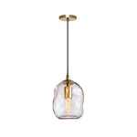 Hand blown glass pendant light metal modern industrial clear gold ceiling fixture