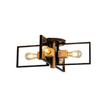 4-light farmhouse ceiling light wood metal flush mount fixture black natural wood color light fixture