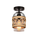 Farmhouse light bulb glass metal rattan dining Room black ceiling light