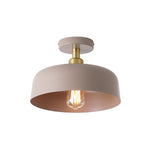 1 Light porch light metal semi flush mount brown ceiling light