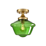 10-Inch vintage light fixtures glass light bulb gold green ceiling light