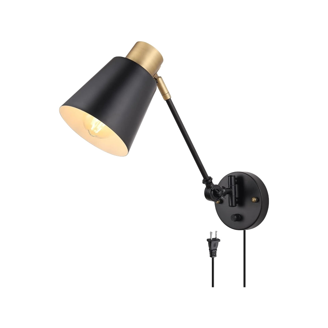 Light Base Plug In E26 Base plug in wall lamp black/Gold bedroom lamps wall metal wall li ...