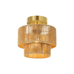 2-Tier light bulb glass metal ceiling light brown gold light fixture