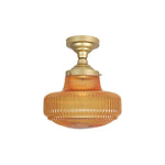1-light bulb light iron glass semi flush mount gold ceiling light