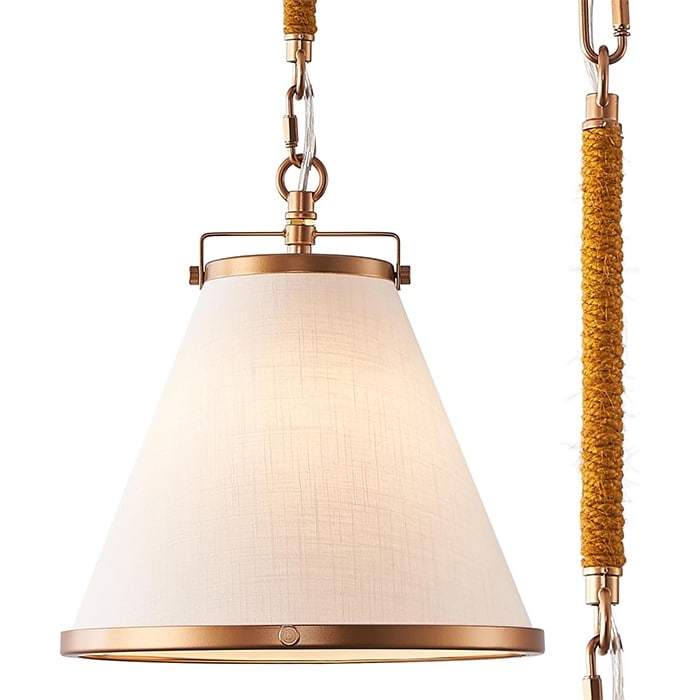 1 -Pack pendant light gold kitchen island lights linen, metal entryway lights