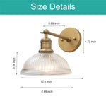 1-Light Modern light fixture gold bedroom lights glass shade , metal base wall lights