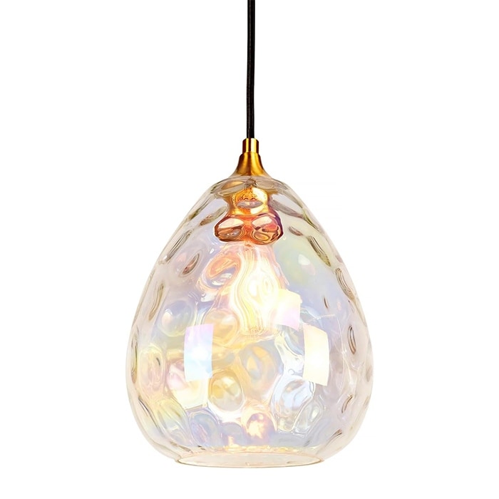 1-Light art deco pendant lighting gold kitchen light glass, iron island light