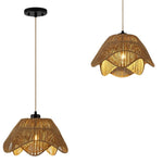 1 Light boho pendant light black kitchen light rattan, metal hanging light