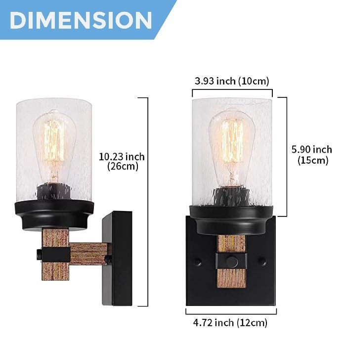 1-Light farmhouse wall sconce Glass & Metal hallway light fixtures wall Vanity bathroom wall sconce