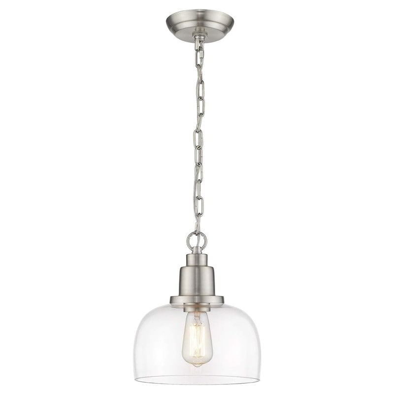 1-light industrial light for kitchen brushed nickel pendant light glass, nickel hanging light