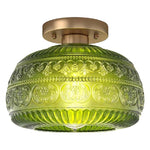 11” Vintage lightning fixture green ceiling lighting glass kitchen light