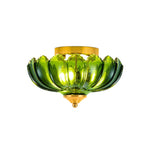 9.8 Inch light bulbs glass iron metal light fixture green gold ceiling light