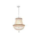 3-light boho chandelier metal wood bead hanging light white pendant light