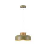 12.6in Adjustable kitchen island metal wood hanging lamp olive green pendant fixture