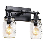2 Lights vanity lights black wall light glass, iron sconce light