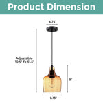 2 Pack kitchen light amber glass pendant light  Glass hanging light
