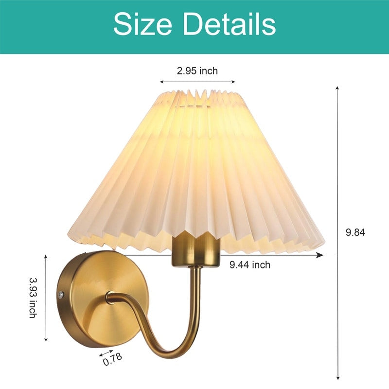 2-Pack sconce lights white+gold wall lights metal, fabric dining room lights