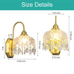 2-Pack wall lights gold sconce lights glass, metal, crystal hallway lights