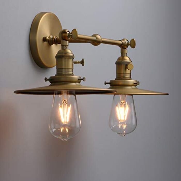 2 light industrial antique wall sconce
